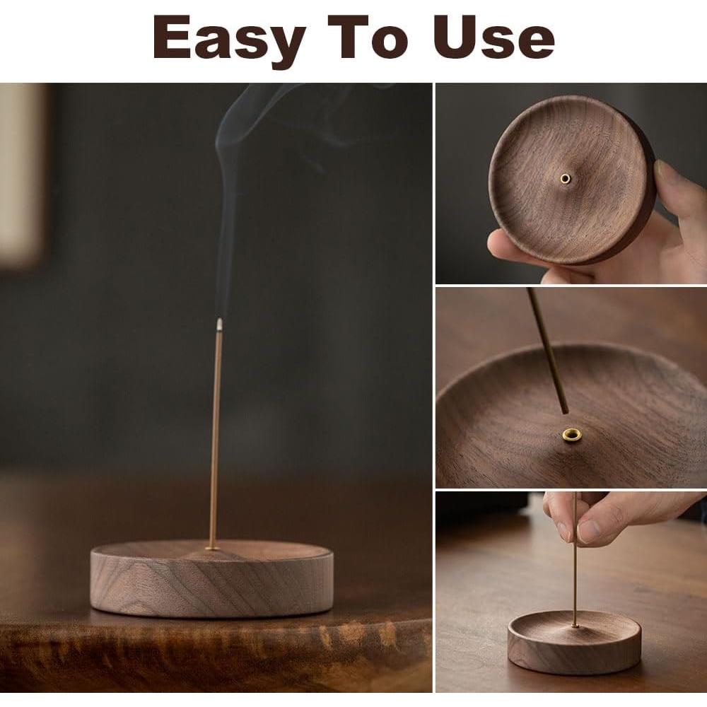 Soporte de Incienso Redondo MIGAKU HOME de Madera de Nogal