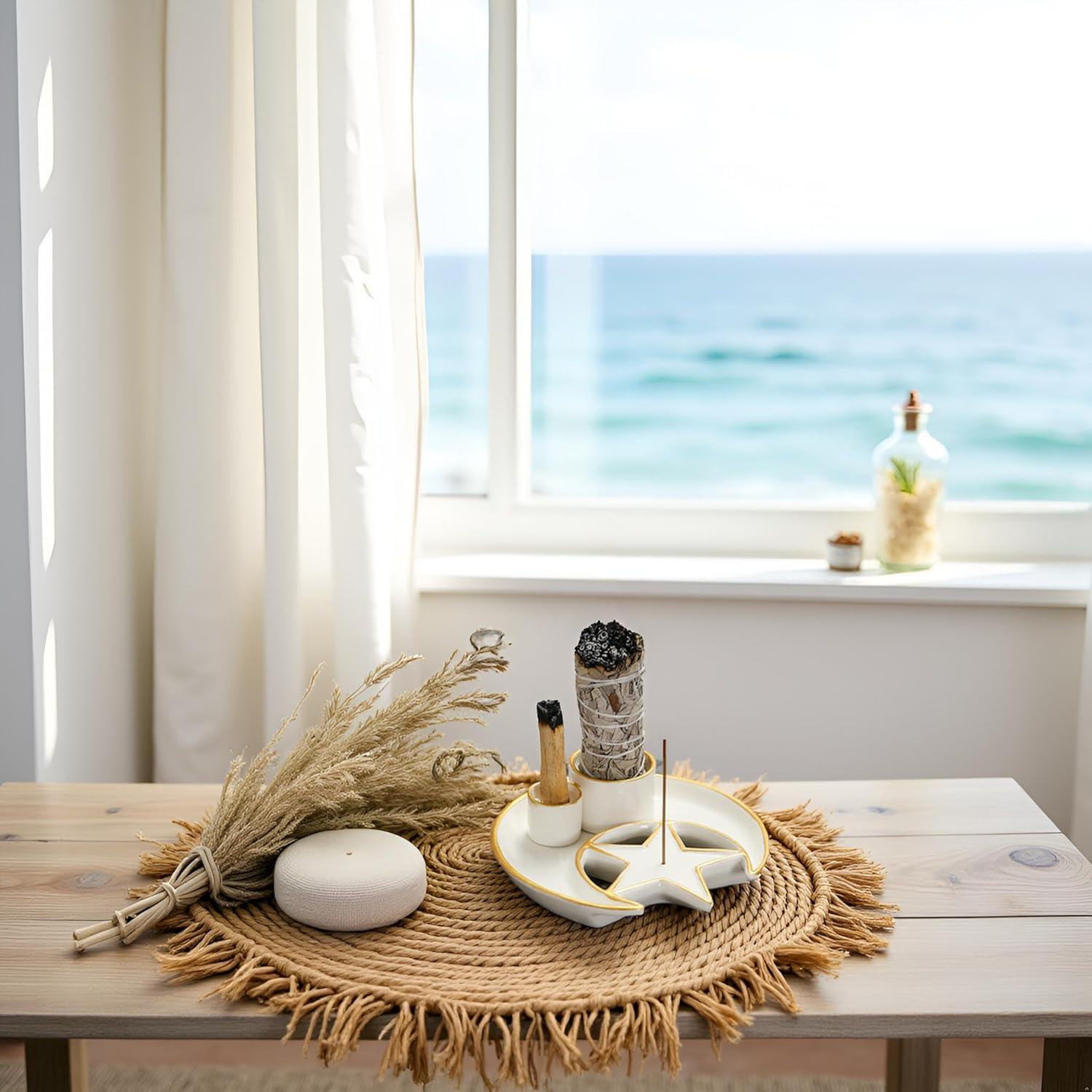 Soporte de Incienso YIASSON Cerámica 15 cm Redondo Blanco