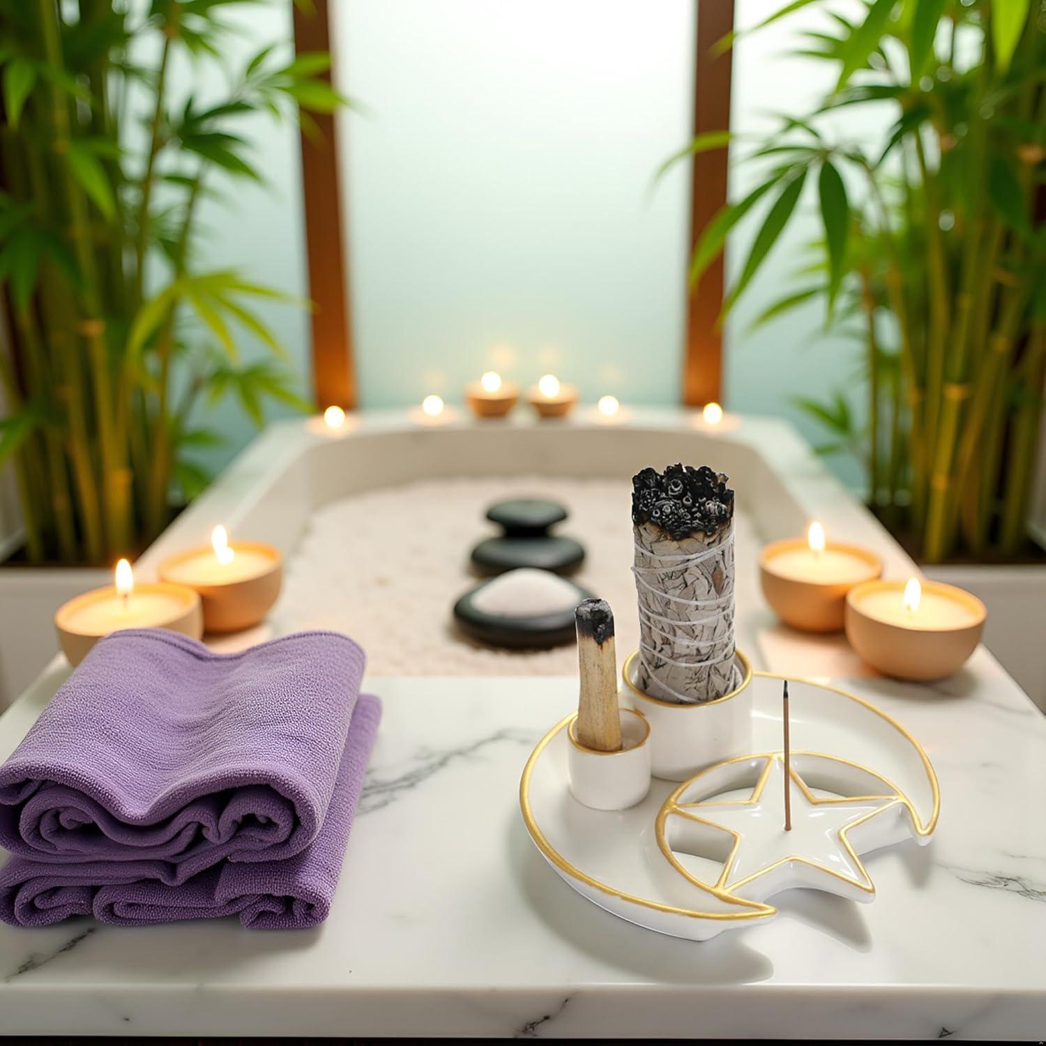 Soporte de Incienso YIASSON Cerámica 15 cm Redondo Blanco