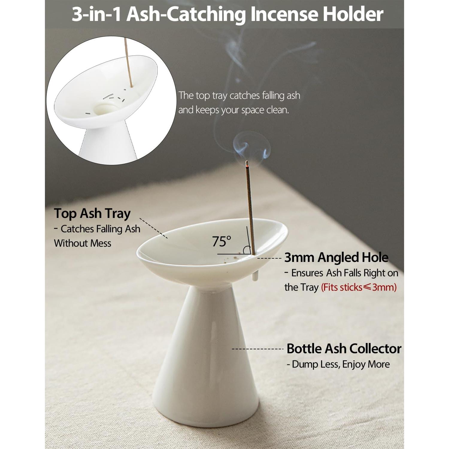 Soporte de Incienso Cerámica DUNGZDUZ HZ-01 Blanco 10x7x12cm