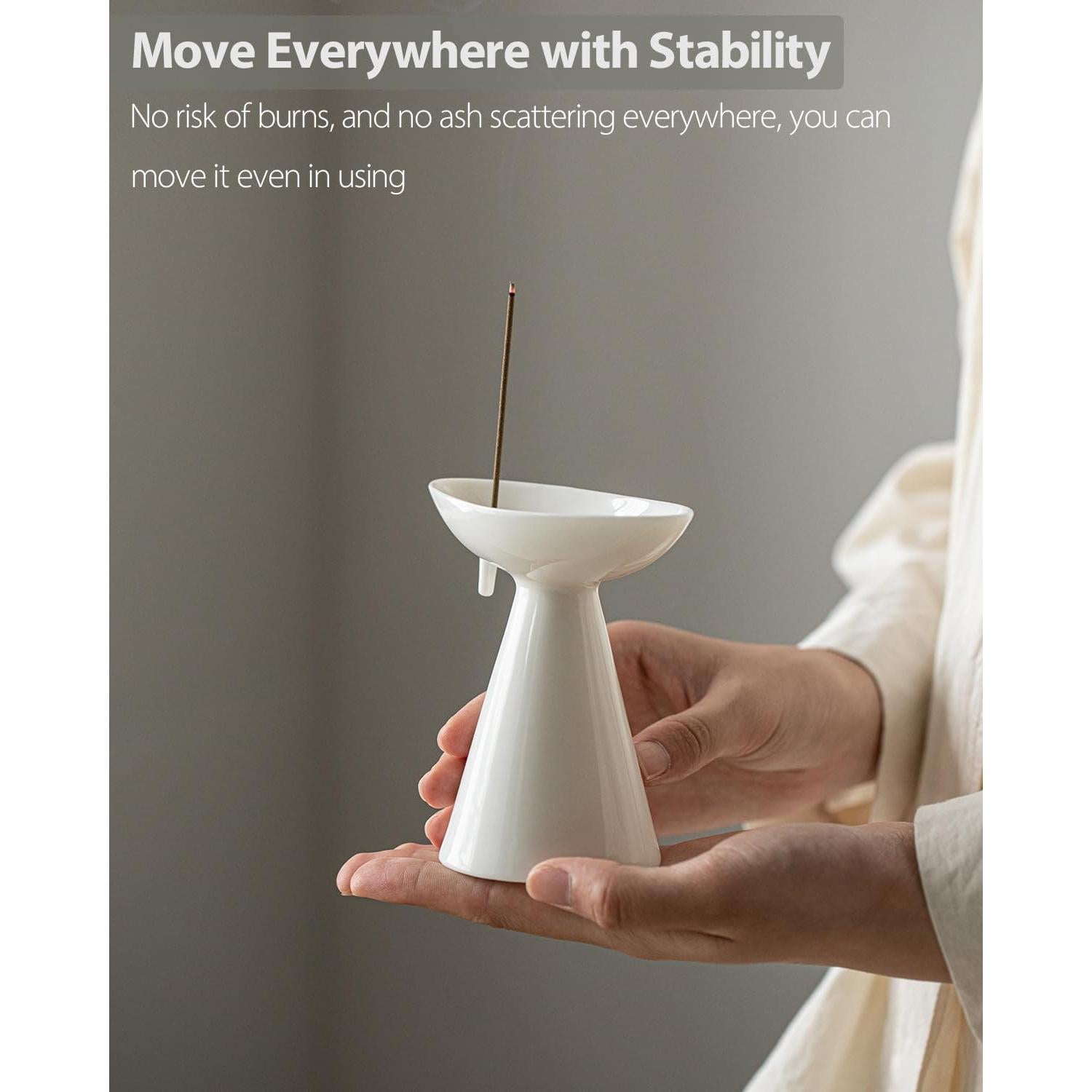 Soporte de Incienso Cerámica DUNGZDUZ HZ-01 Blanco 10x7x12cm