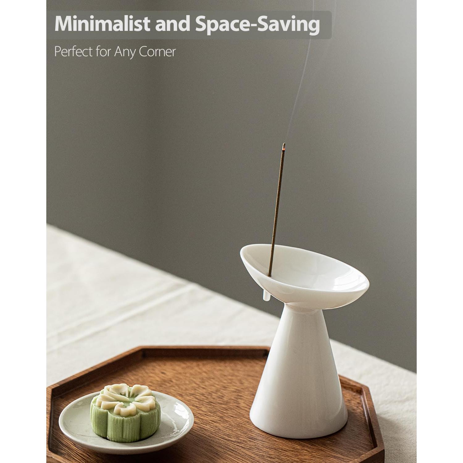 Soporte de Incienso Cerámica DUNGZDUZ HZ-01 Blanco 10x7x12cm