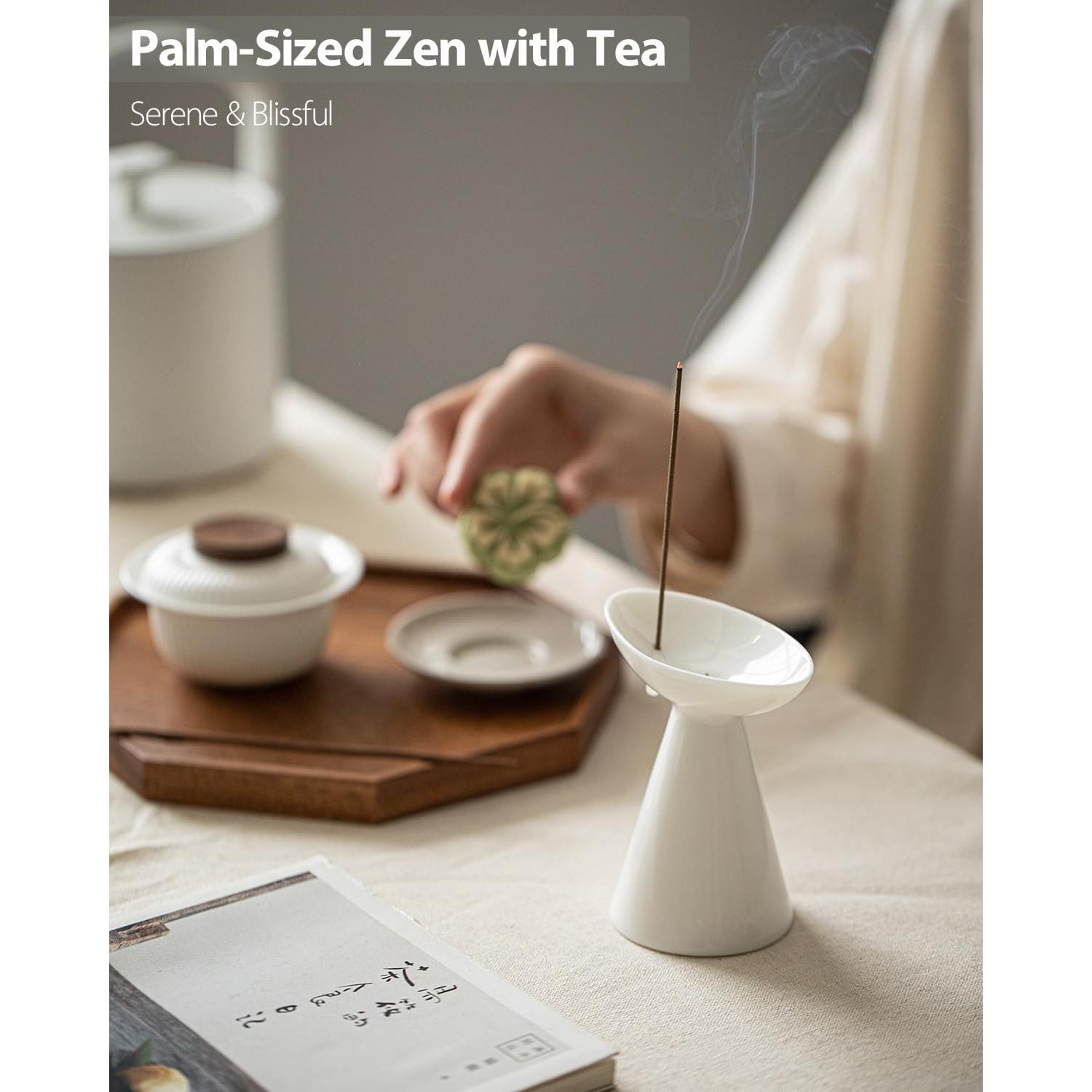 Soporte de Incienso Cerámica DUNGZDUZ HZ-01 Blanco 10x7x12cm