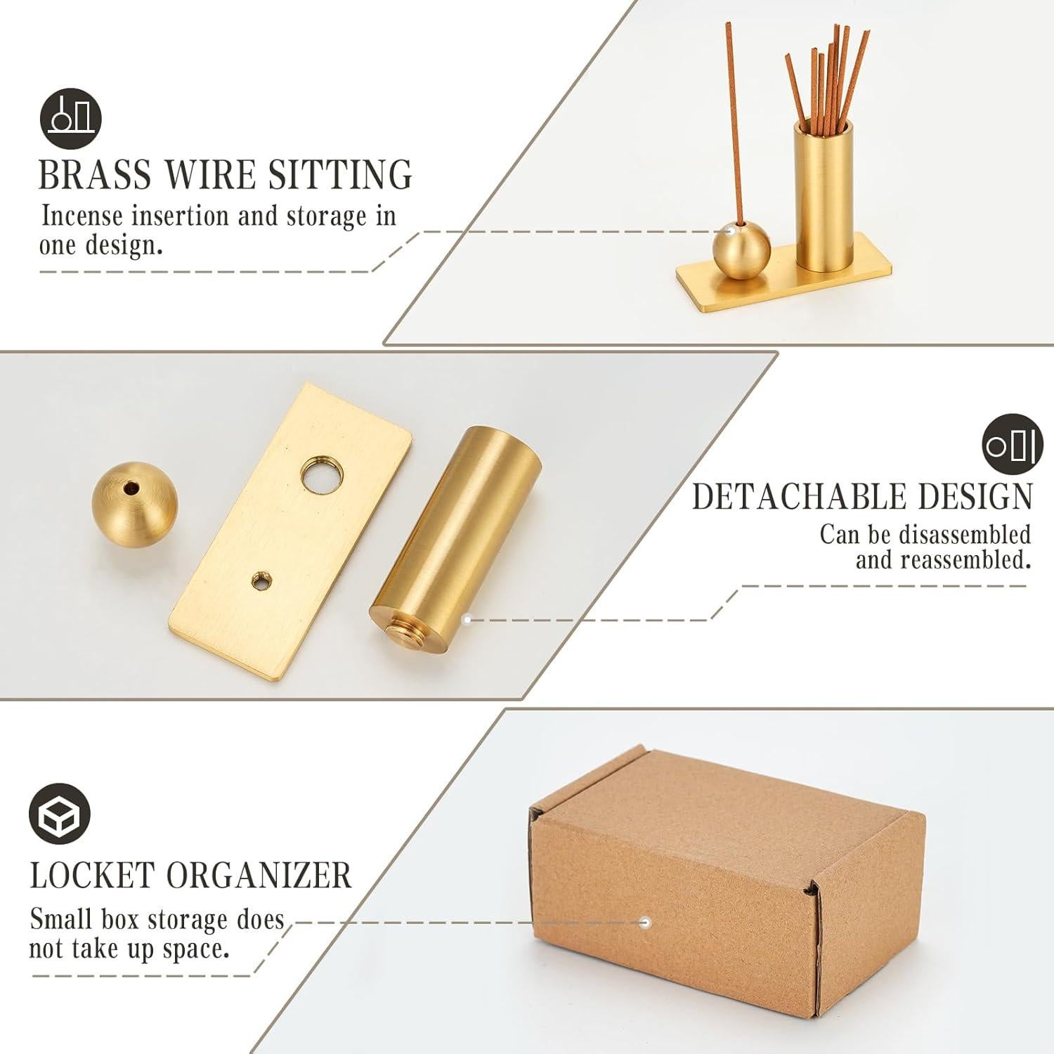 Quemador de Incienso SUJIAMEI de Latón con Soporte y Caja