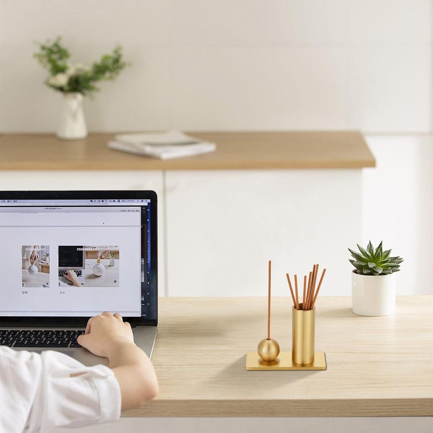 Quemador de Incienso SUJIAMEI de Latón con Soporte y Caja