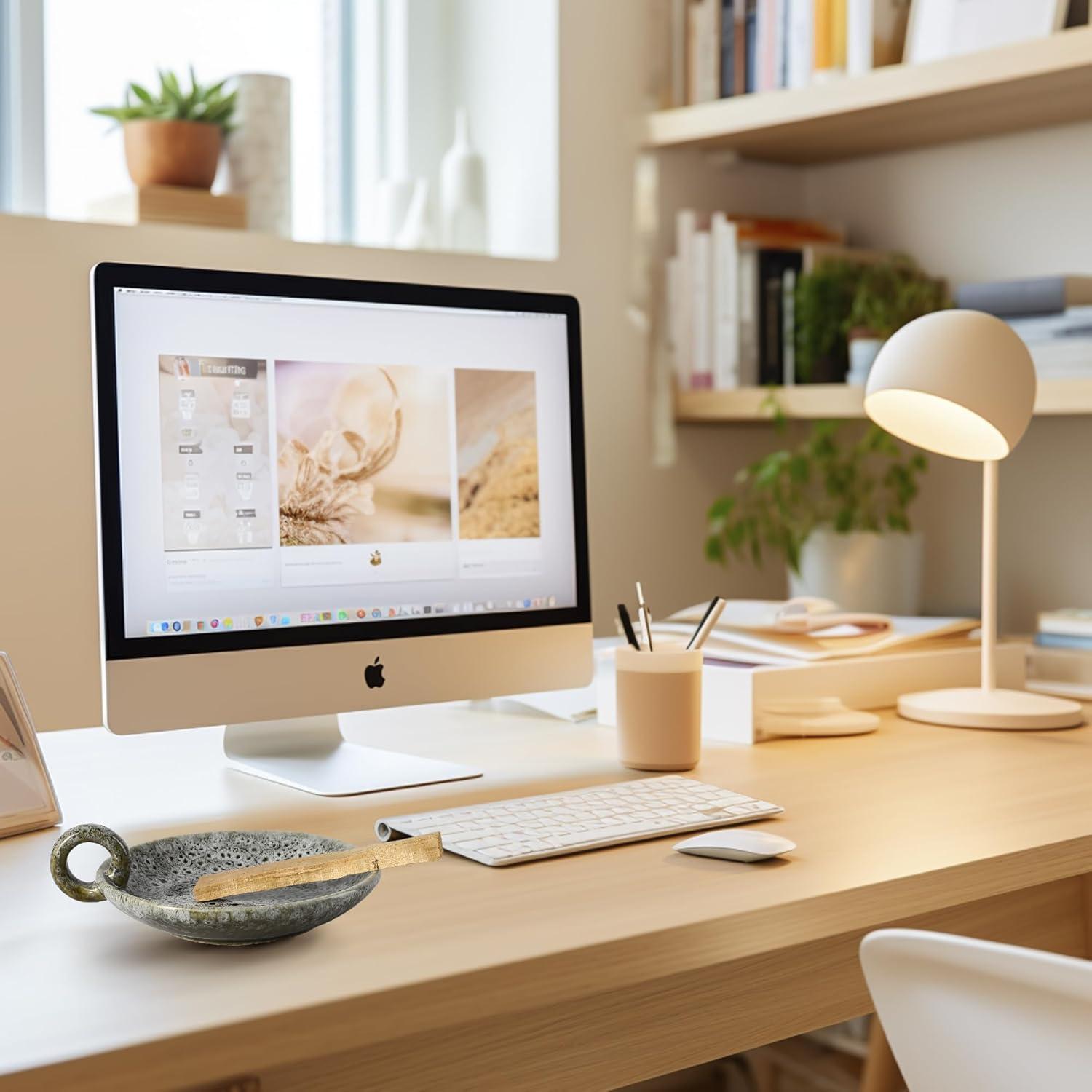 Soporte de Palo Santo 3 en 1 MKLZ Cerámica Verde Gris