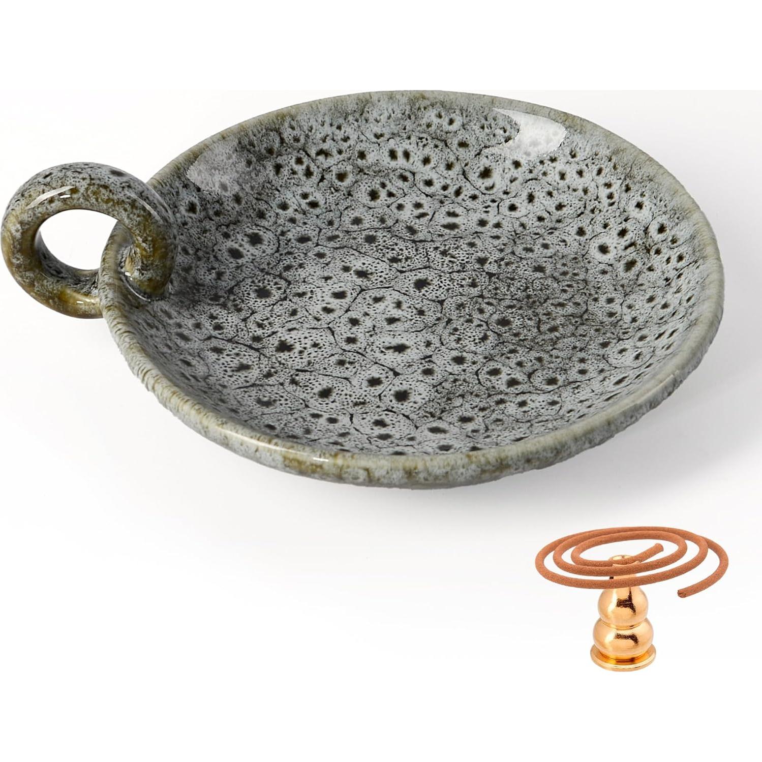 Soporte de Palo Santo 3 en 1 MKLZ Cerámica Verde Gris