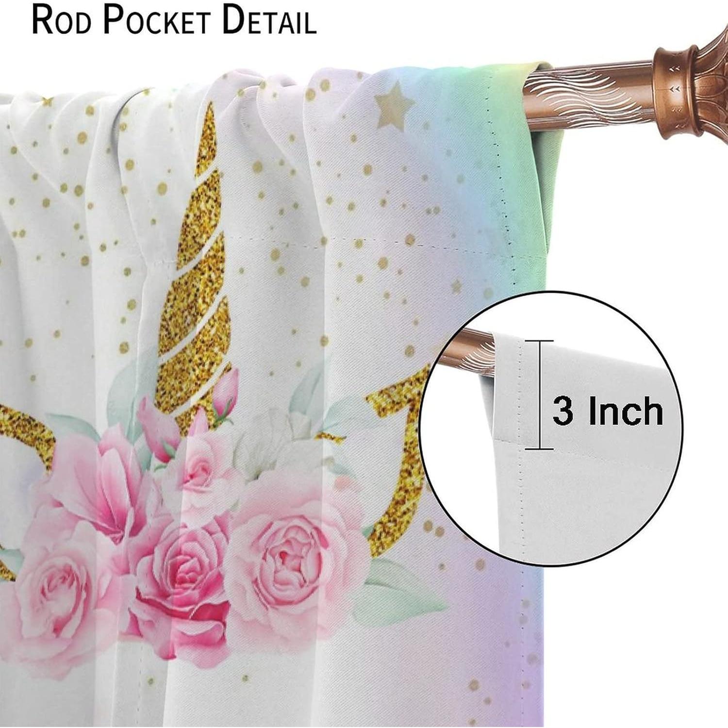 Cortinas de Unicornio SXXLDNG 2 Paneles 66x213 cm