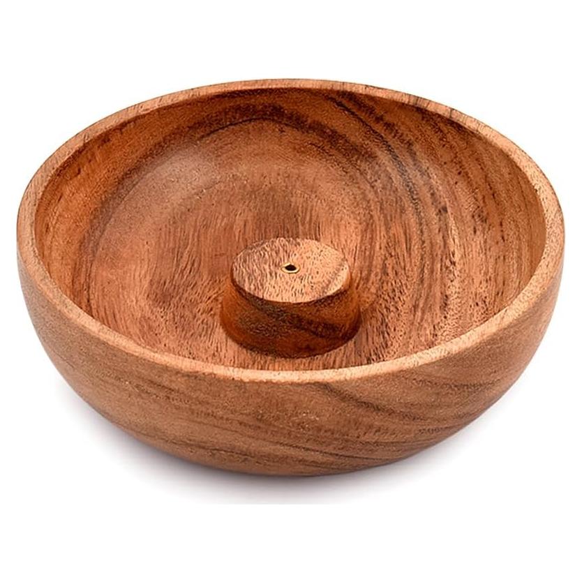 Soporte de Incienso Redondo Samhita de Madera de Acacia 12.7 cm