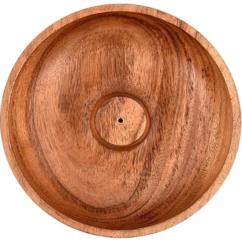 Soporte de Incienso Redondo Samhita de Madera de Acacia 12.7 cm