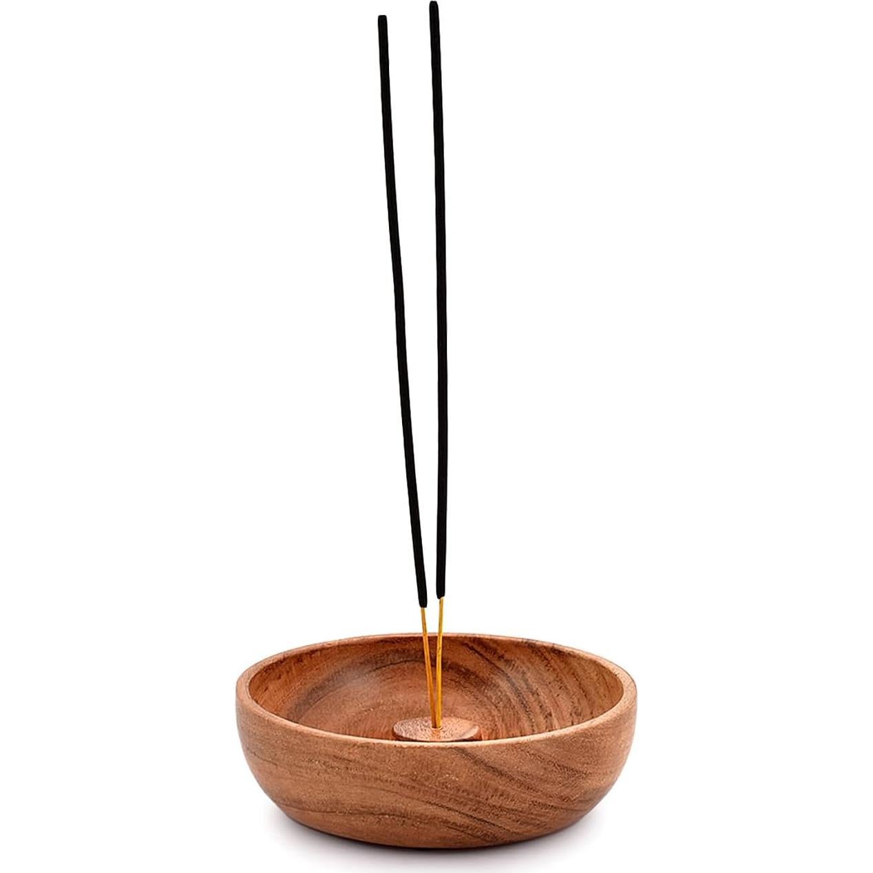 Soporte de Incienso Redondo Samhita de Madera de Acacia 12.7 cm