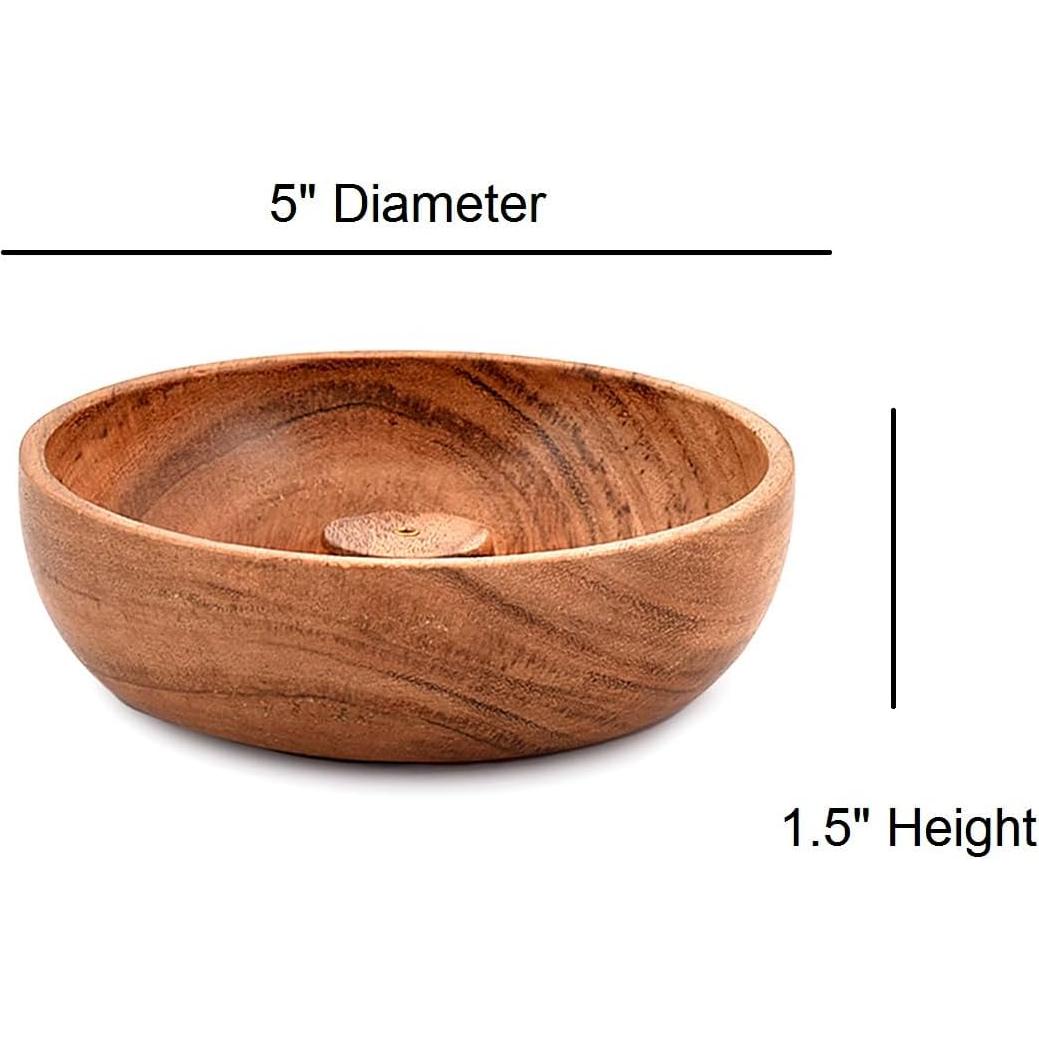 Soporte de Incienso Redondo Samhita de Madera de Acacia 12.7 cm