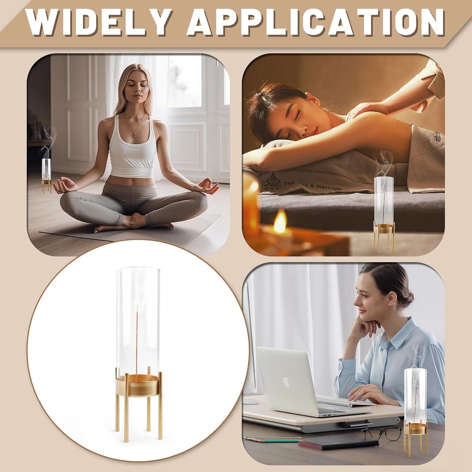 Soporte de Incienso de Vidrio EdenEcho Dorado con Recogedor