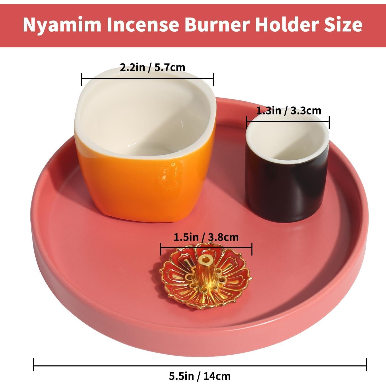 Soporte de Incienso 4 en 1 Nyamim Cerámica Naranja 14 cm