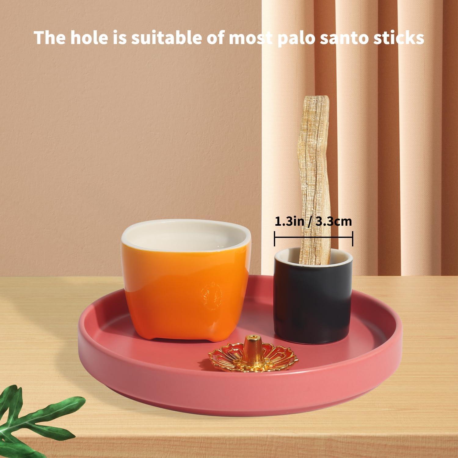 Soporte de Incienso 4 en 1 Nyamim Cerámica Naranja 14 cm