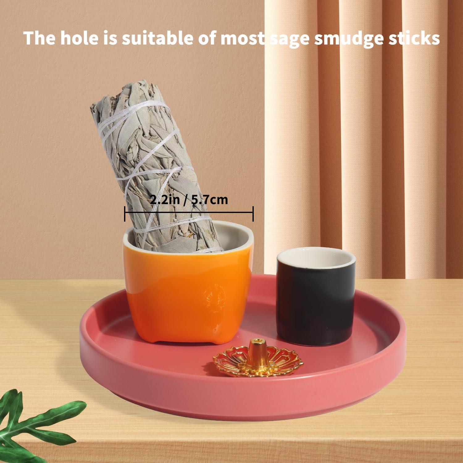 Soporte de Incienso 4 en 1 Nyamim Cerámica Naranja 14 cm