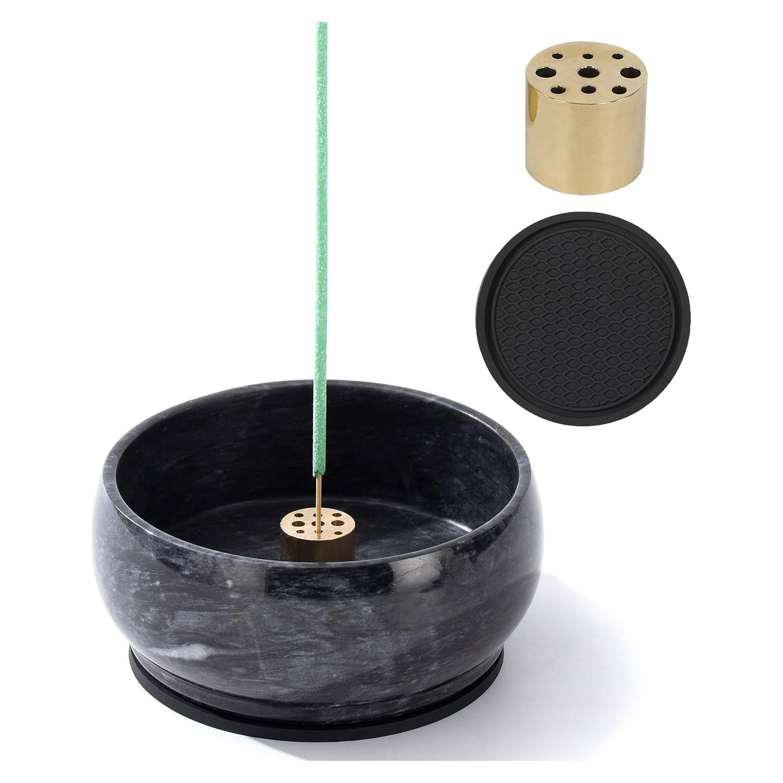 Soporte de Incienso Redondo CM Chic Monday Mármol Negro 9 Agujeros