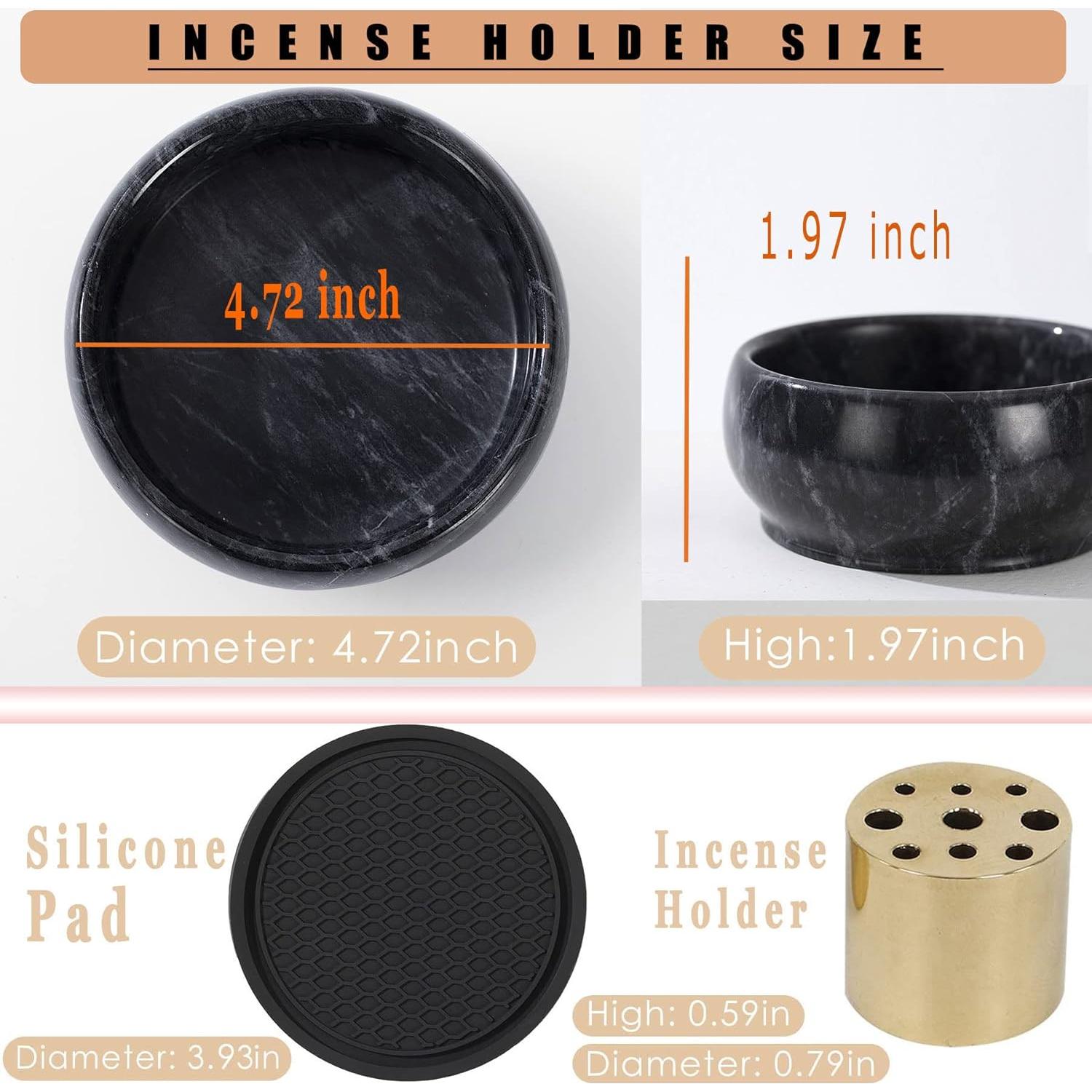 Soporte de Incienso Redondo CM Chic Monday Mármol Negro 9 Agujeros