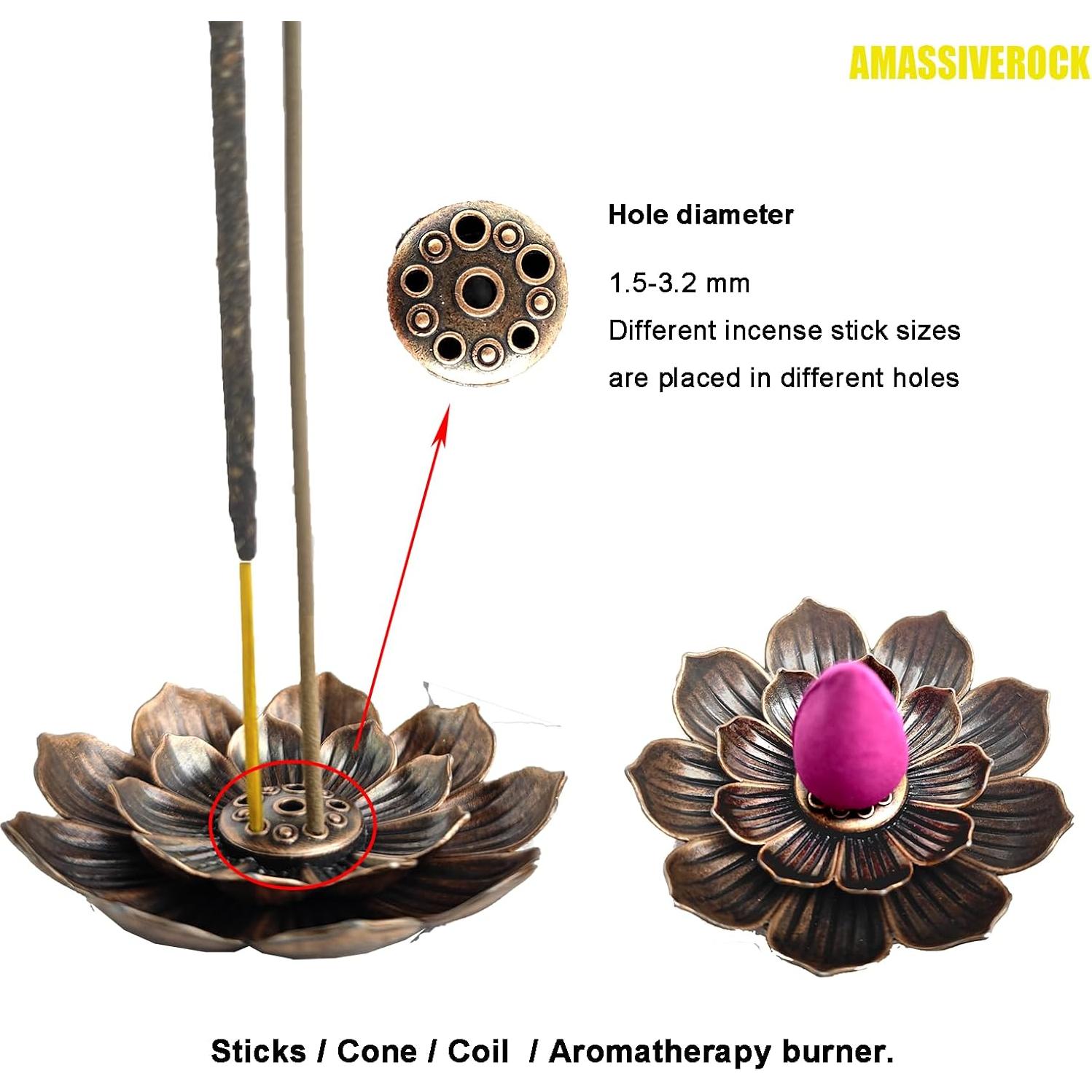 Quemador de Incienso en Cono AMASSIVEROCK Loto - Soporte Decorativo