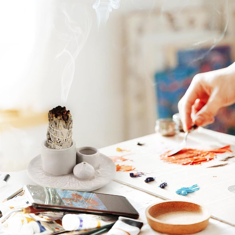 Soporte de Incienso Cerámica Meltset M 4 en 1 Blanco