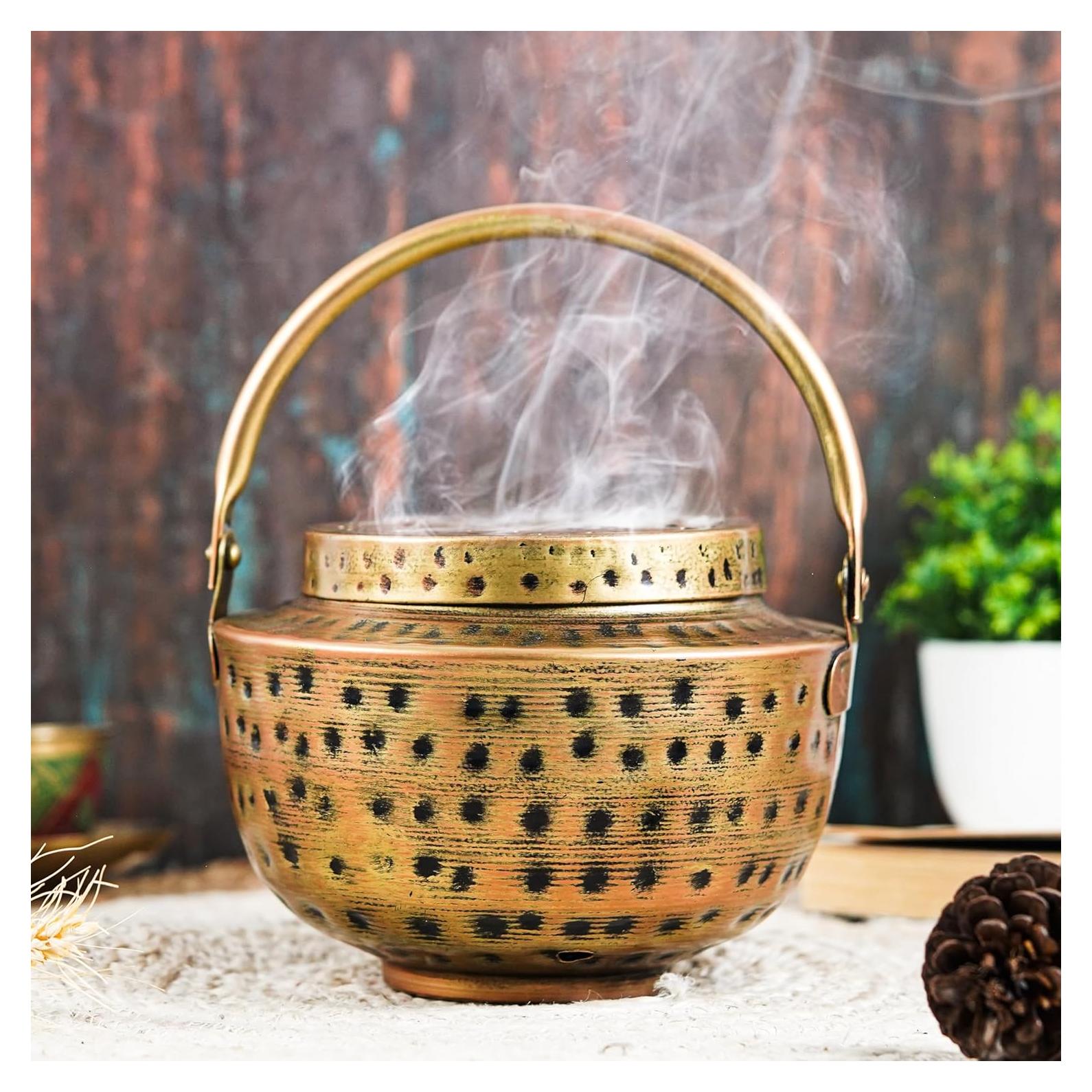 Quemador de Incienso de Cono AppyHut Cobre Martillado 20cm