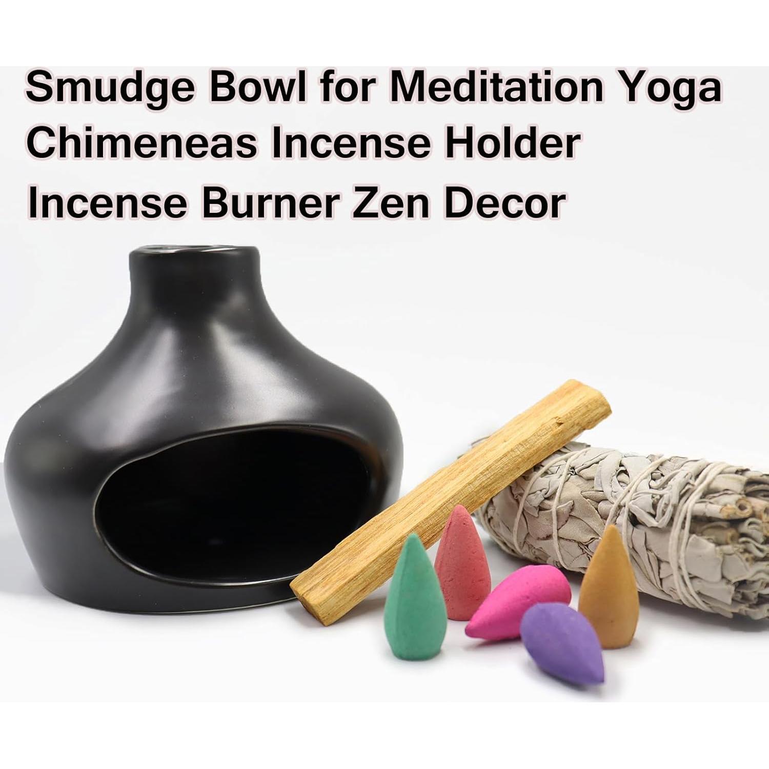Quemador de Incienso Cerámica HYPOSFEE Negro 11.7cm Hecho a Mano