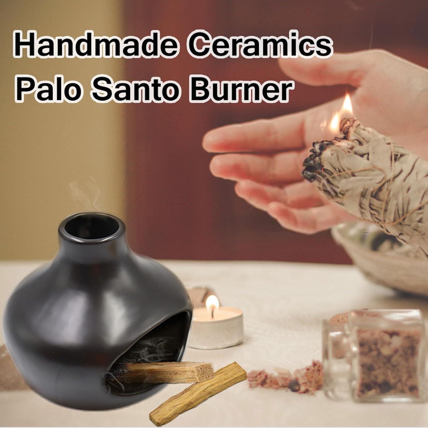 Quemador de Incienso Cerámica HYPOSFEE Negro 11.7cm Hecho a Mano