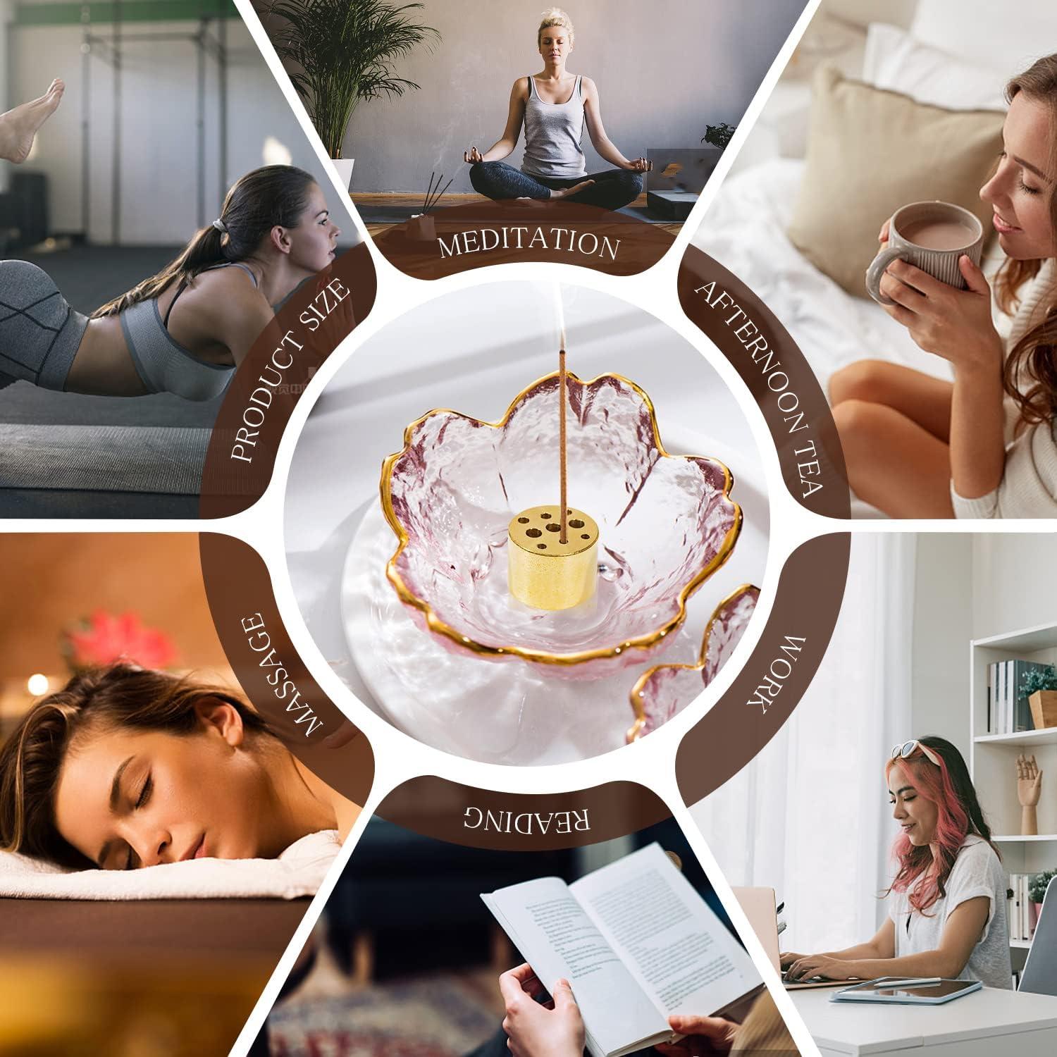 Soporte de Incienso Ziyue de Vidrio Flor de Cerezo 9 Agujeros