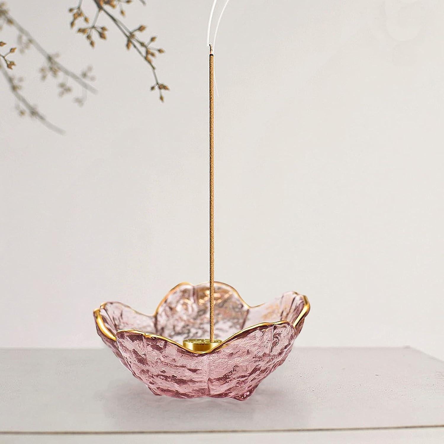 Soporte de Incienso Ziyue de Vidrio Flor de Cerezo 9 Agujeros