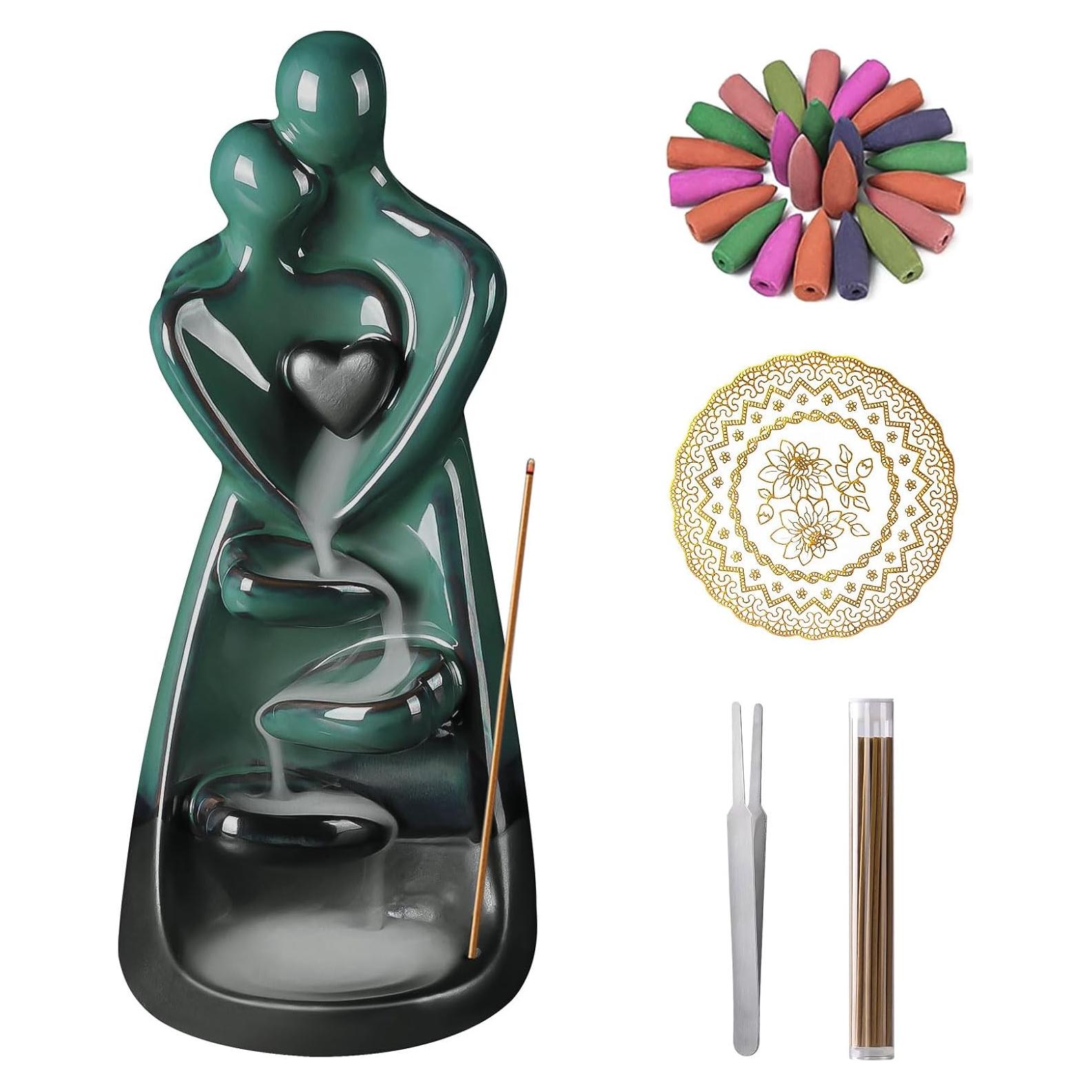 Soporte de Incienso YUNLINLI Amantes Abrazadores Cerámica 21.8cm