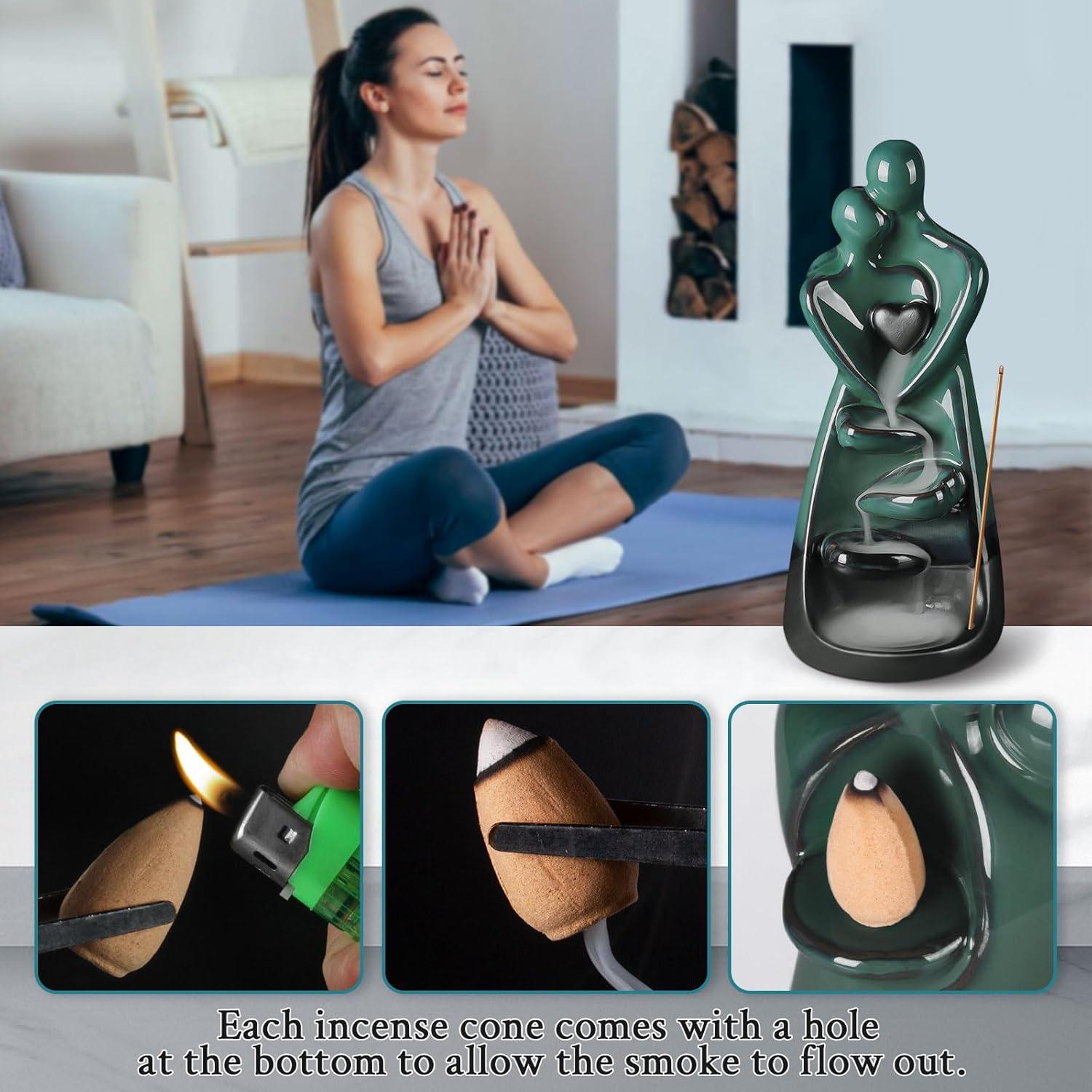 Soporte de Incienso YUNLINLI Amantes Abrazadores Cerámica 21.8cm