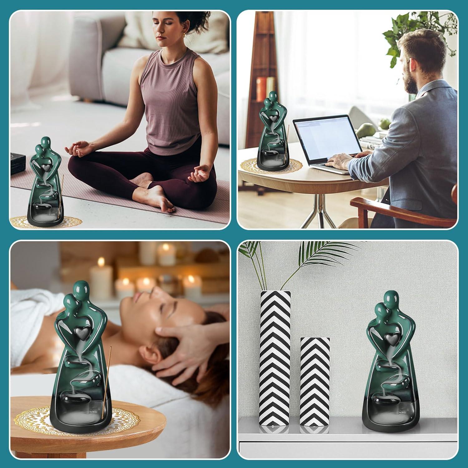 Soporte de Incienso YUNLINLI Amantes Abrazadores Cerámica 21.8cm