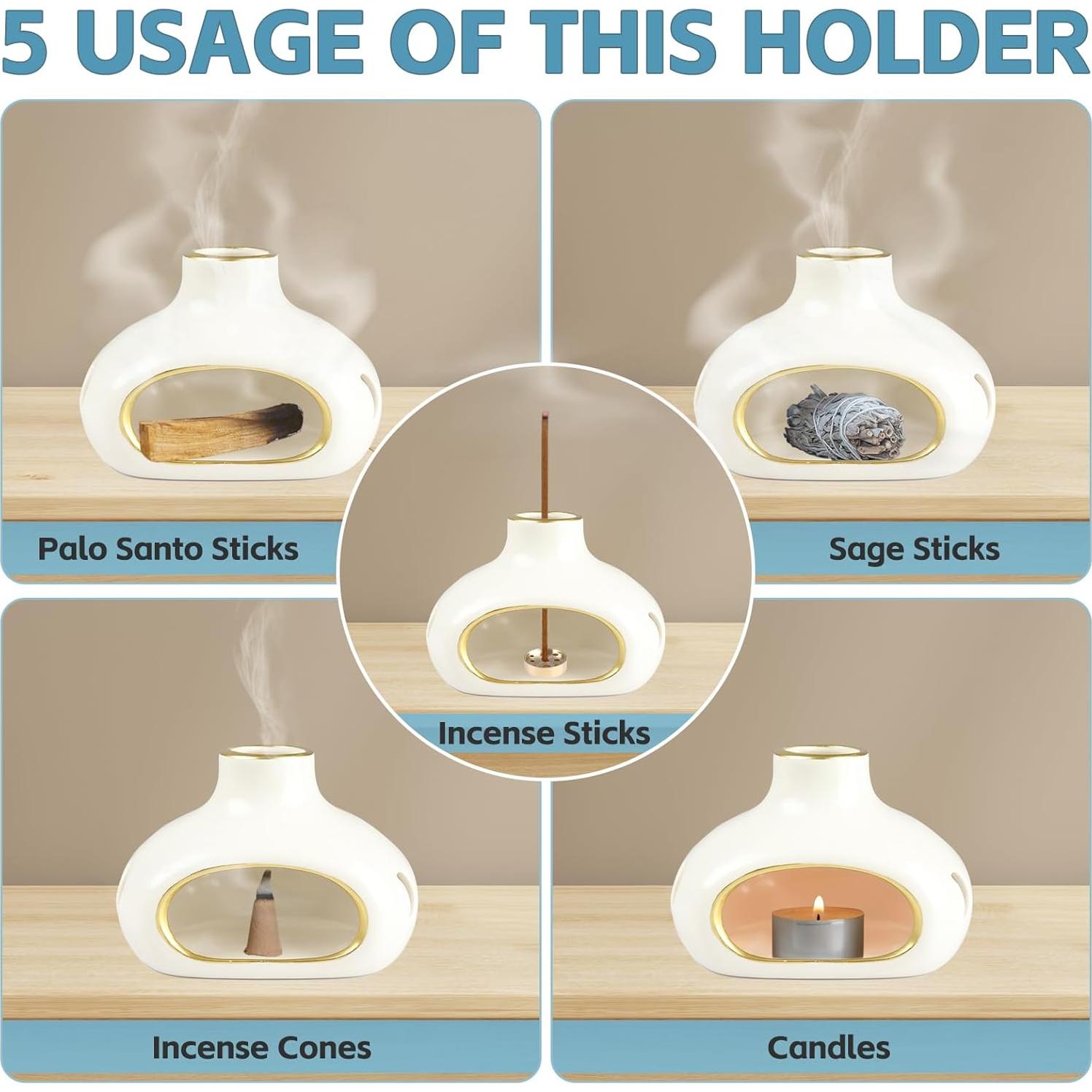 Soporte para Palo Santo Esmorah - Quemador de Incienso Cerámico 5 en 1