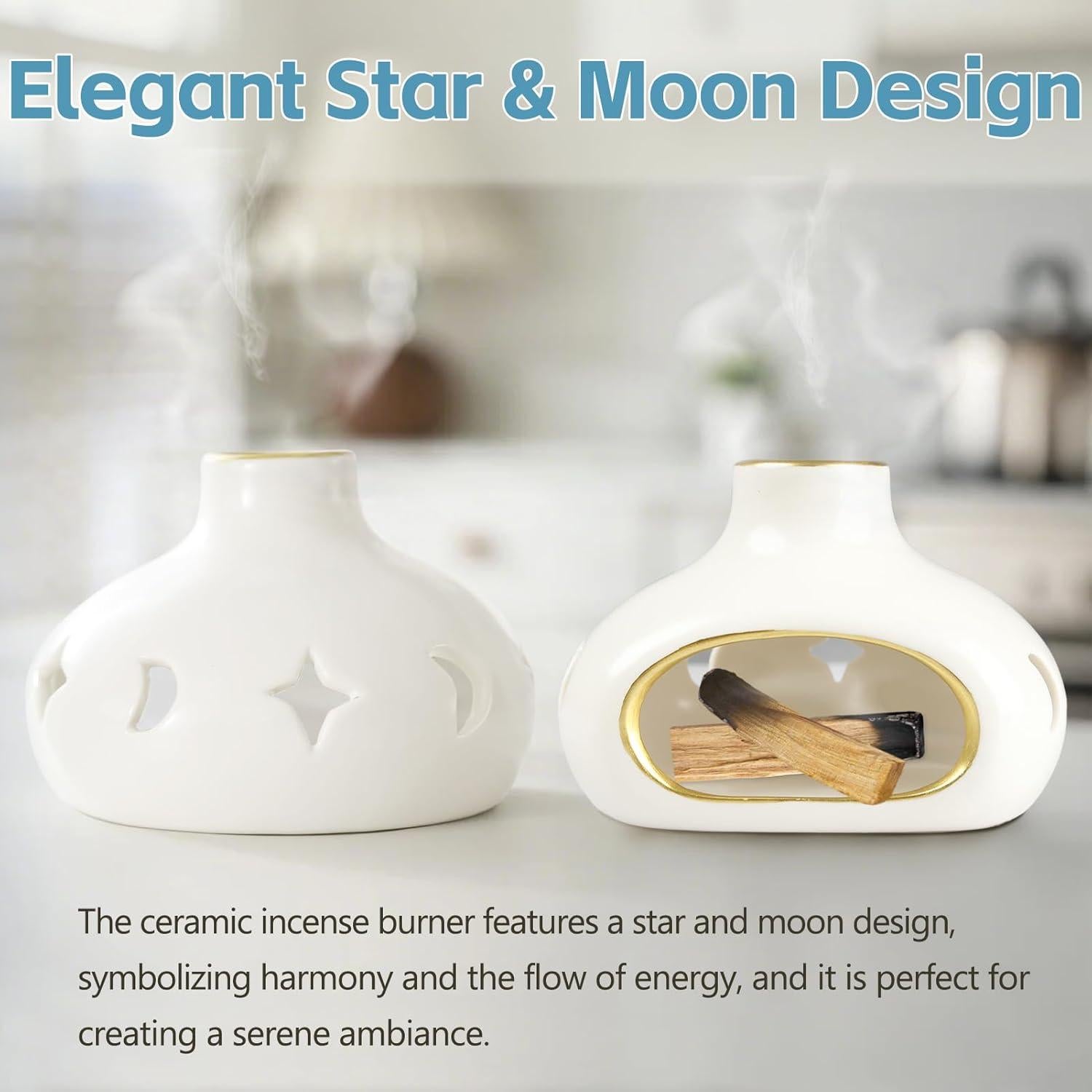 Soporte para Palo Santo Esmorah - Quemador de Incienso Cerámico 5 en 1