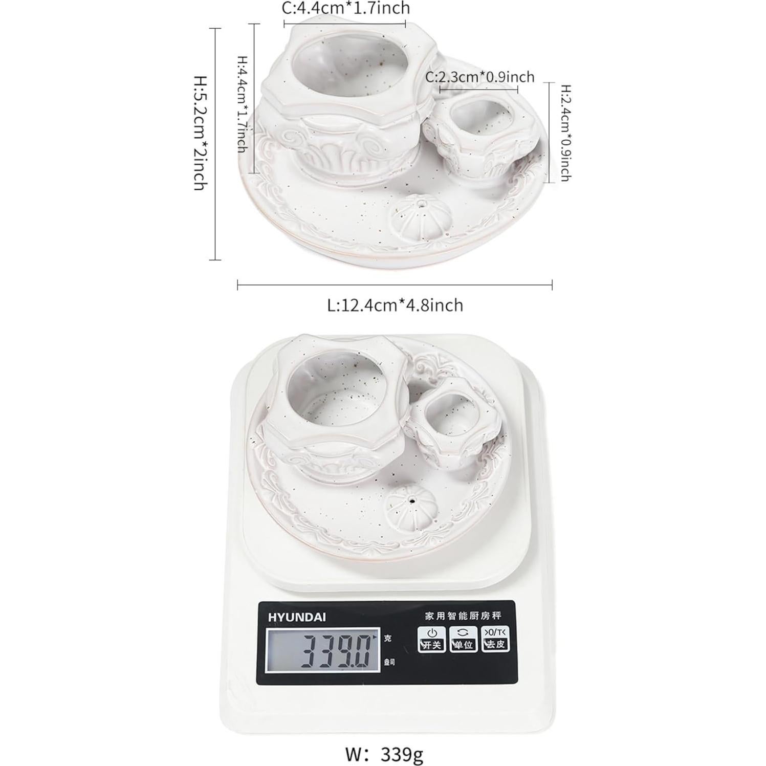 Soporte de Incienso 4-en-1 QSKISS Cerámica Blanca para Meditación