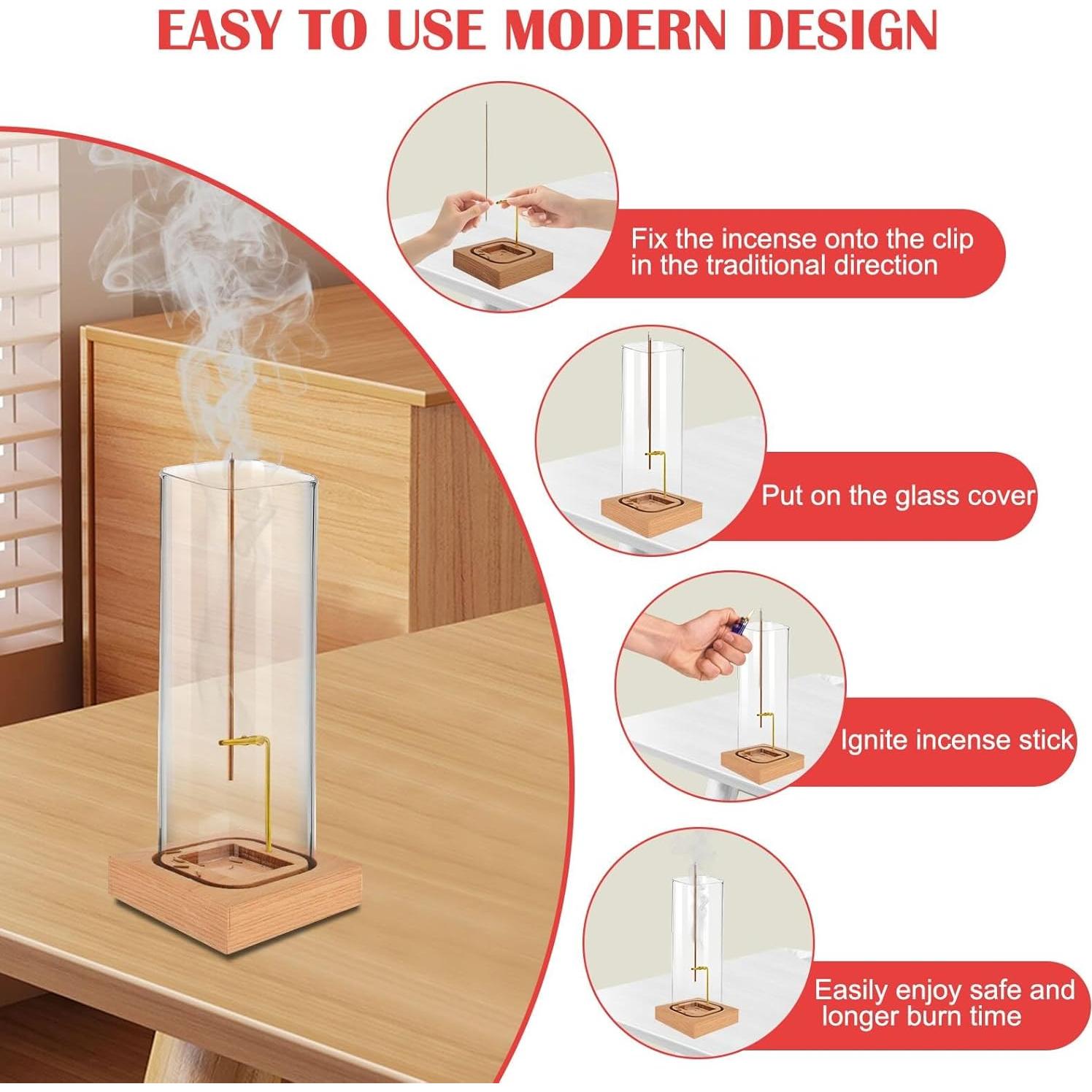 Soporte de Incienso NAKBINX con Base de Madera Natural