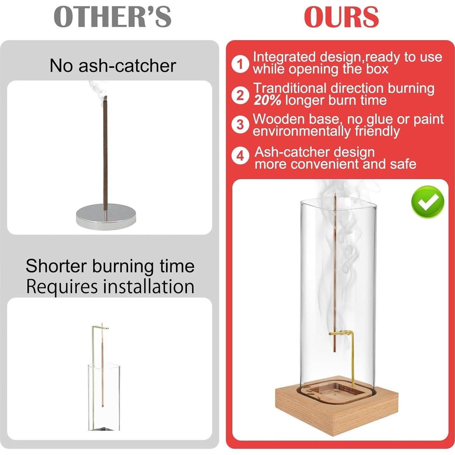 Soporte de Incienso NAKBINX con Base de Madera Natural