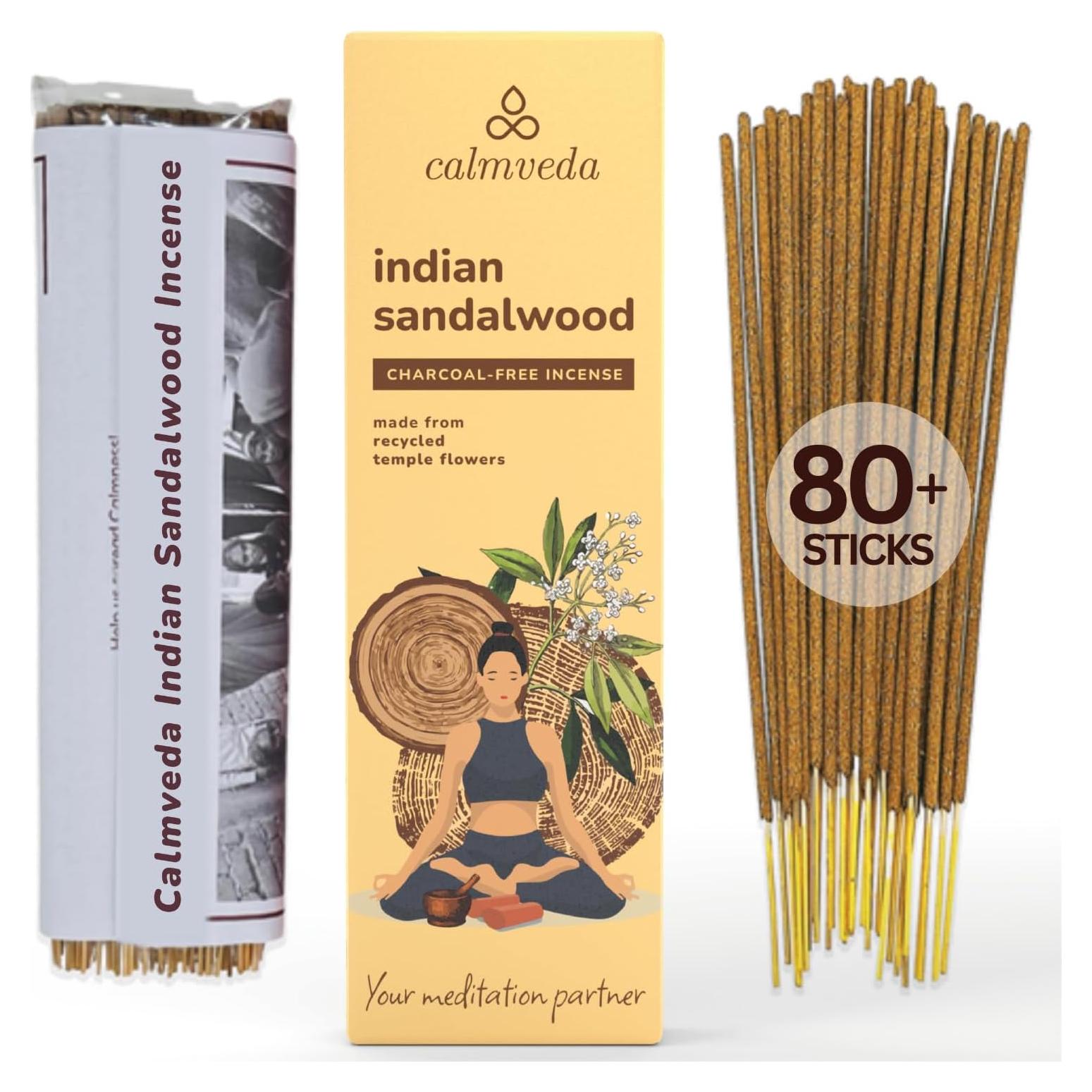 Incienso de Sándalo Indio Calmveda - 80 Varitas Naturales
