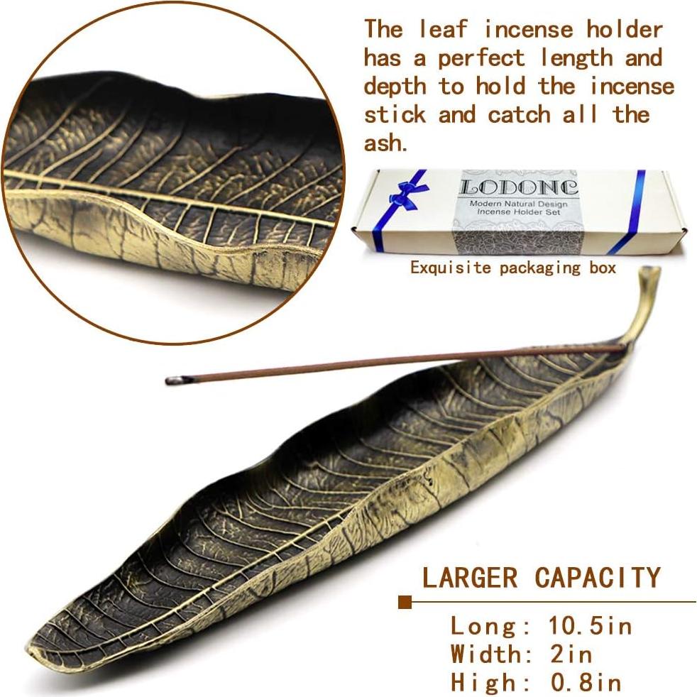 Juego de Soporte para Incienso Lodonc - 2 Piezas Hoja y Caracol