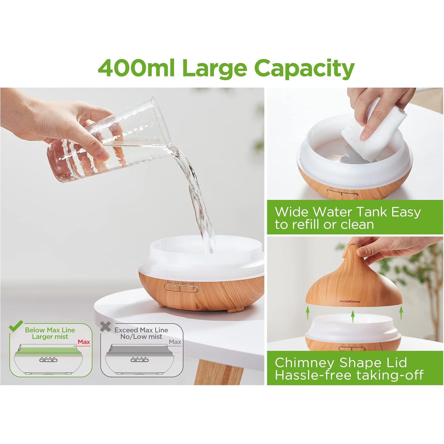 Difusor de Aromaterapia InnoGear 400ml con 10 Aceites Esenciales