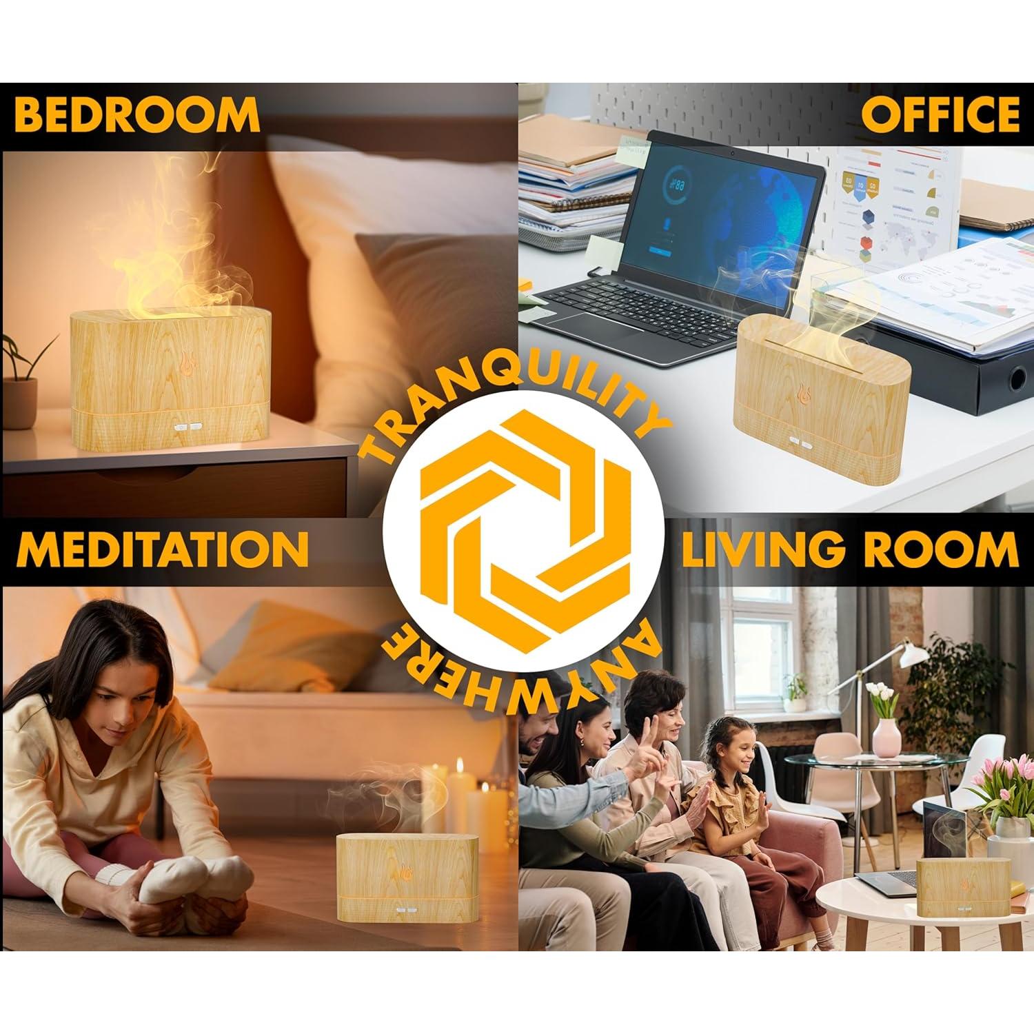 Difusor de Aceite Esencial NABSAK Madera Clara 200ml LED