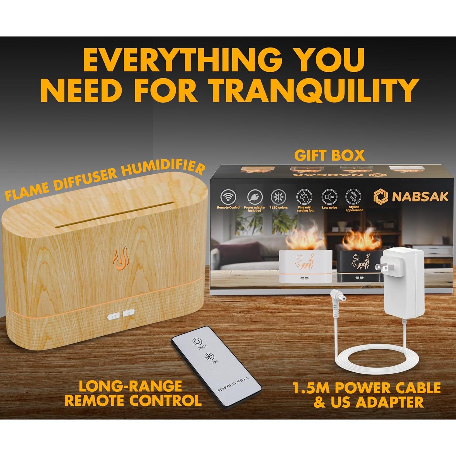 Difusor de Aceite Esencial NABSAK Madera Clara 200ml LED