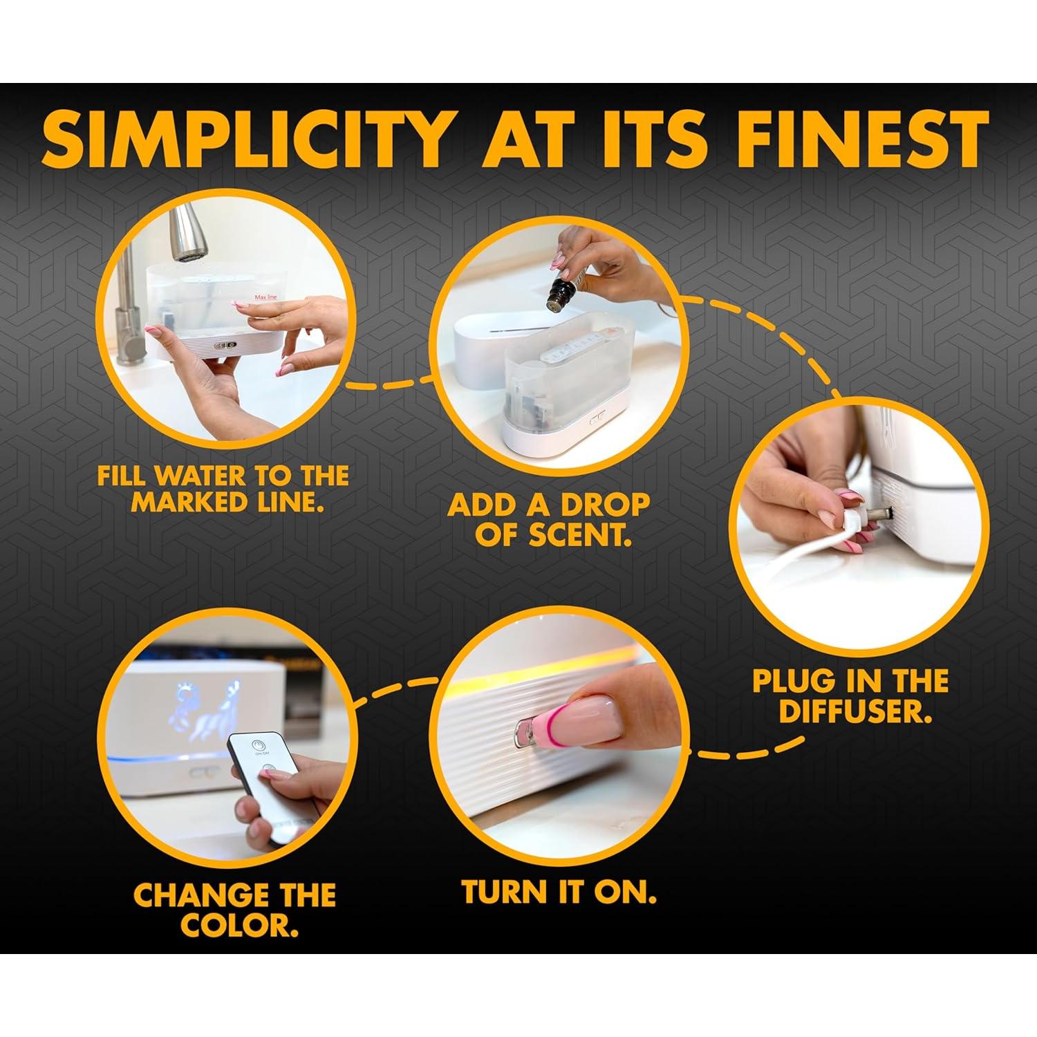 Difusor de Aceite Esencial NABSAK Madera Clara 200ml LED