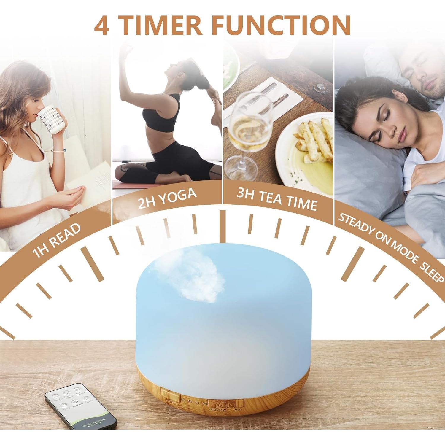 Difusor de Aceite Esencial SACATR 500ml Silencioso con Control Remoto