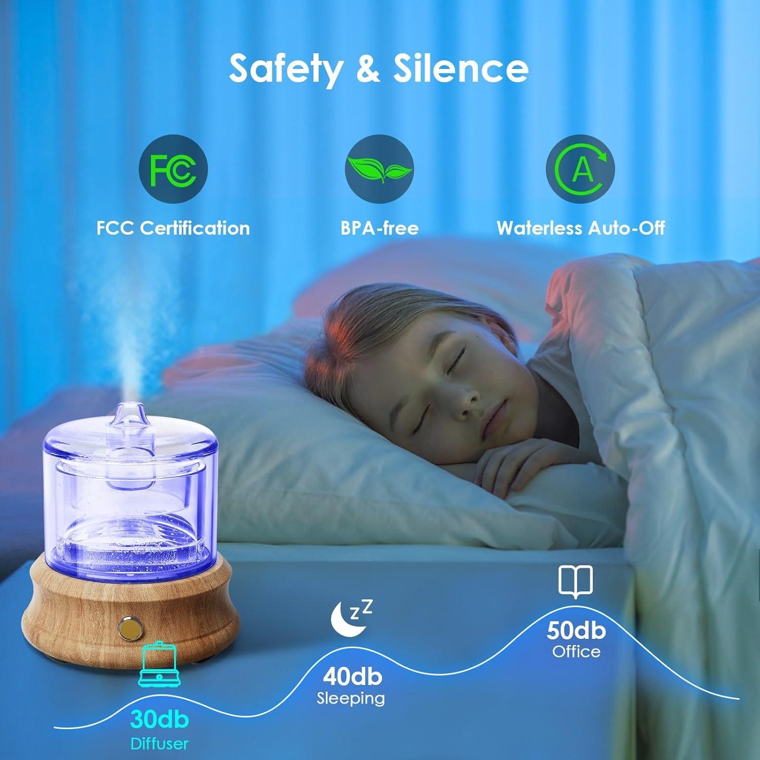 Difusor de Aceite Esencial Lecdura 80ML Vidrio y Madera USB