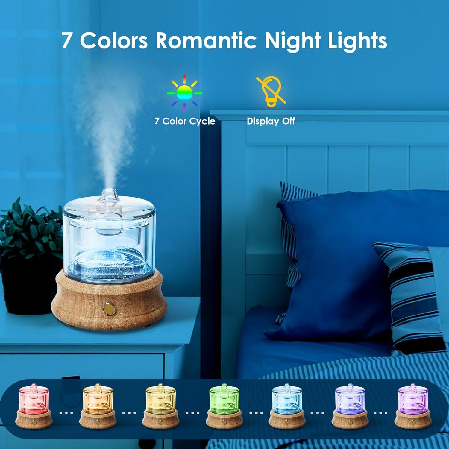 Difusor de Aceite Esencial Lecdura 80ML Vidrio y Madera USB