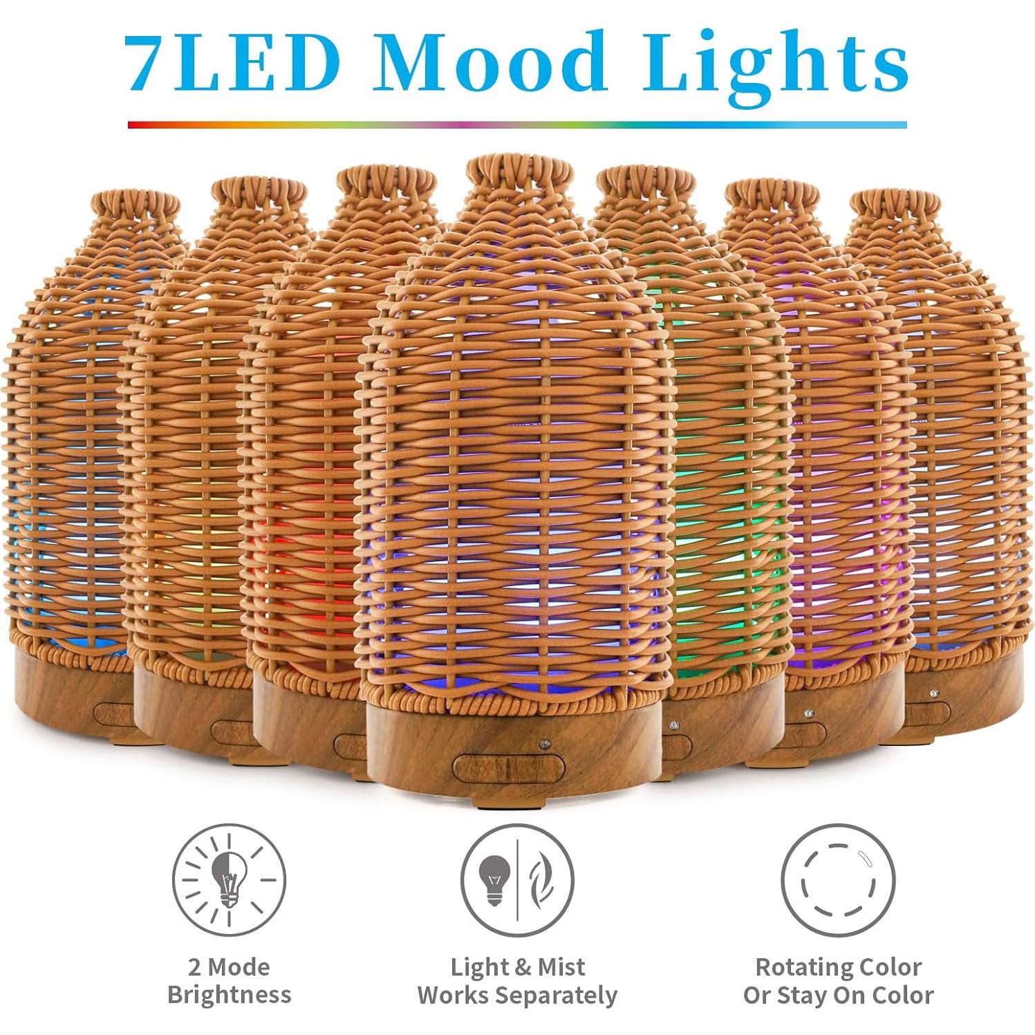 Difusor de Aceite Esencial Victoria Aroma 100ml Ratán LED 7 Colores