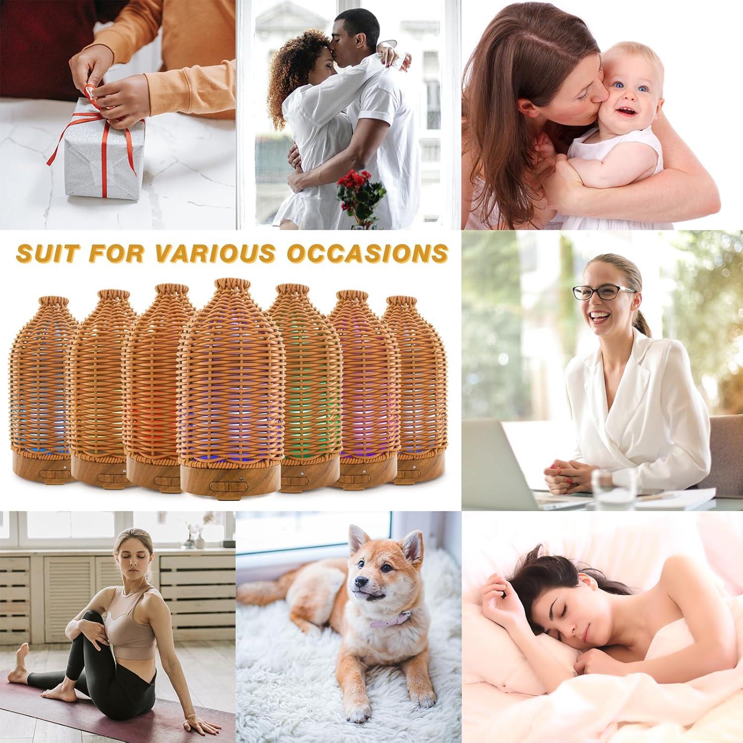 Difusor de Aceite Esencial Victoria Aroma 100ml Ratán LED 7 Colores