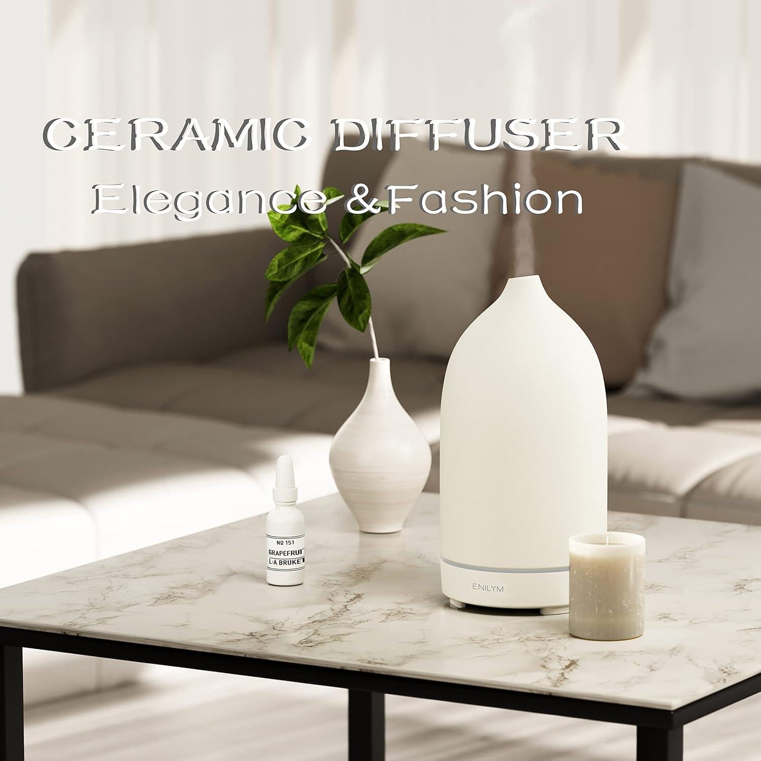 Difusor de Aromaterapia Cerámica ENILYM 100ml Luz Nocturna