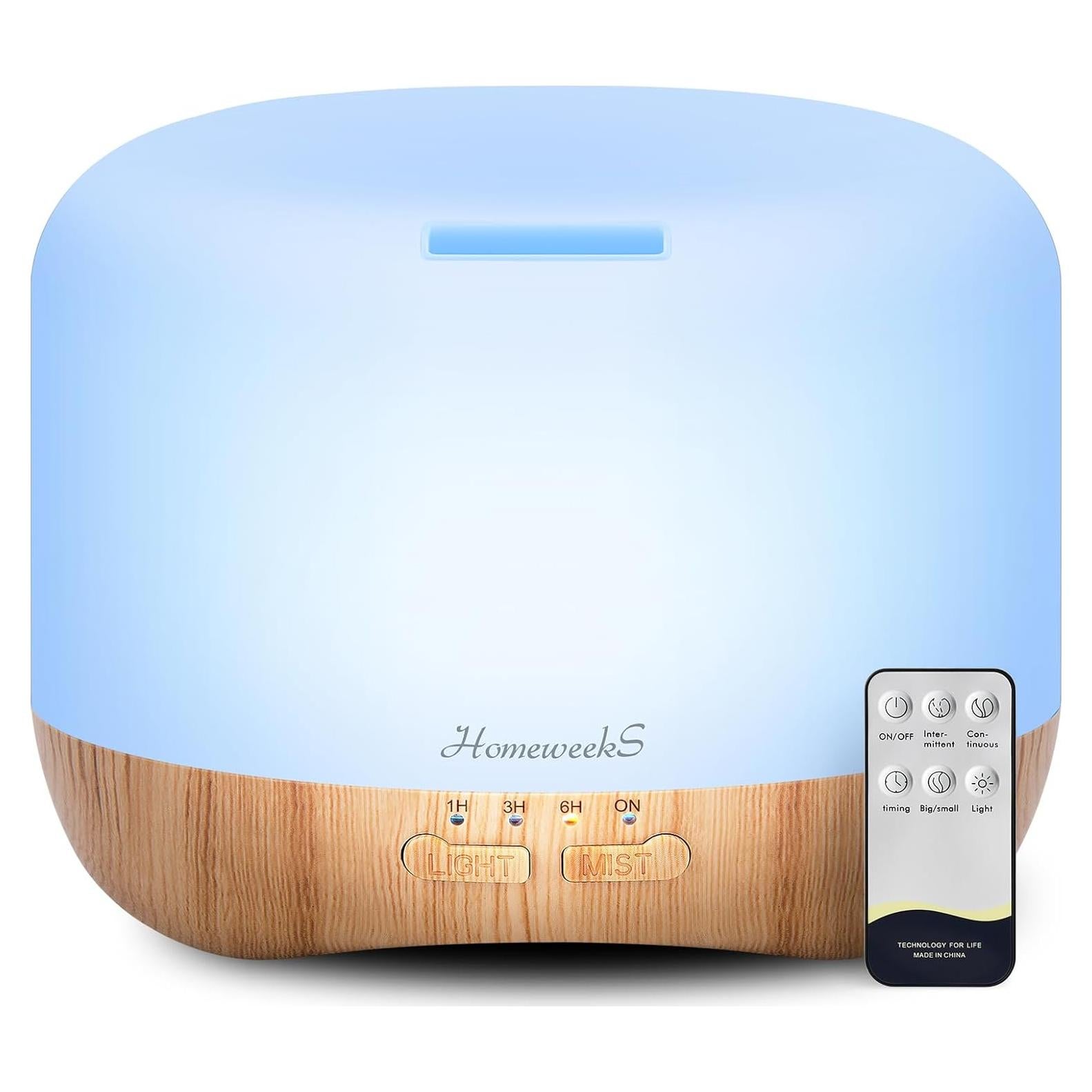 Difusor de Aceite Esencial Homeweeks 500ml con Control Remoto